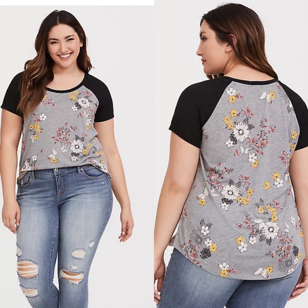 Torrid | Floral Raglan Tee - Picture 8 of 8